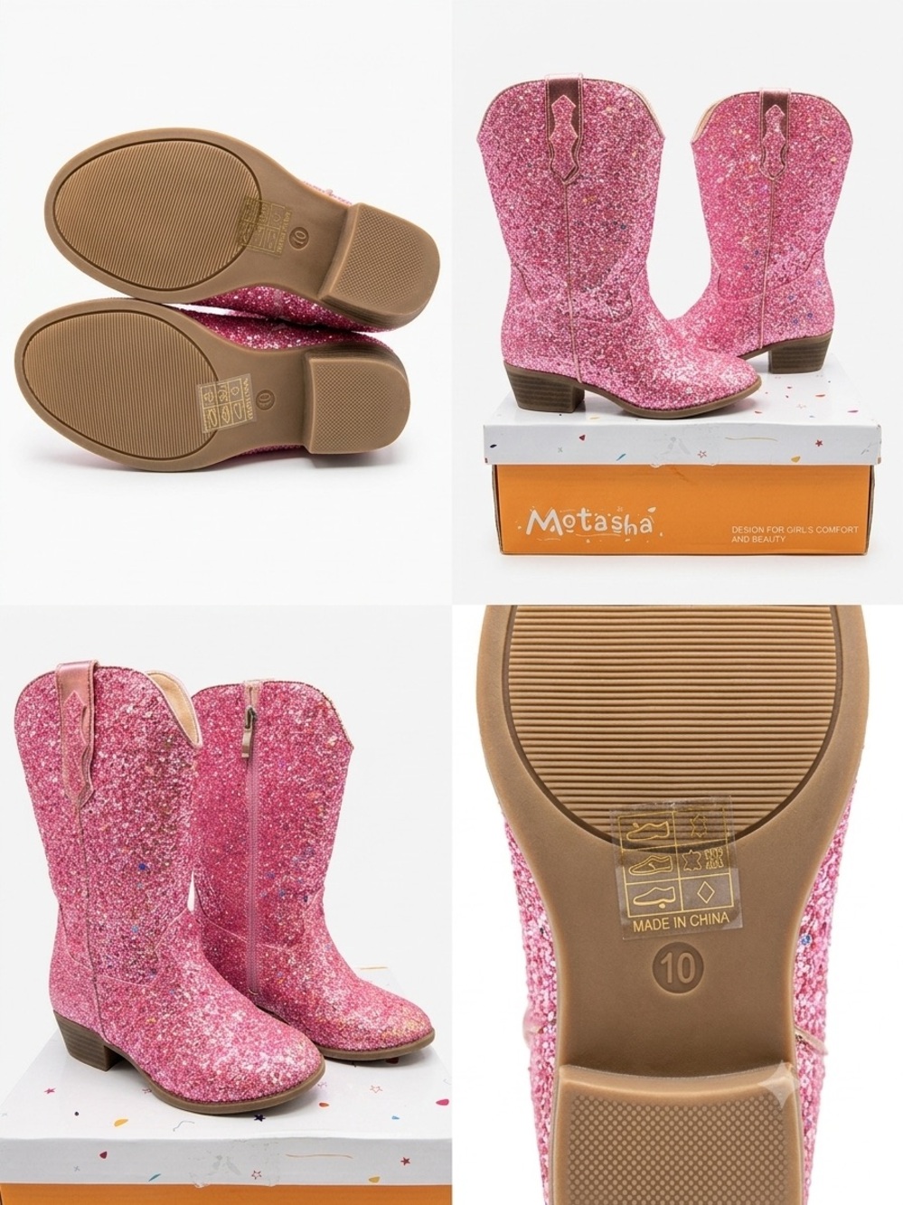 Tasha Pink Glitter Kids' Western Boots